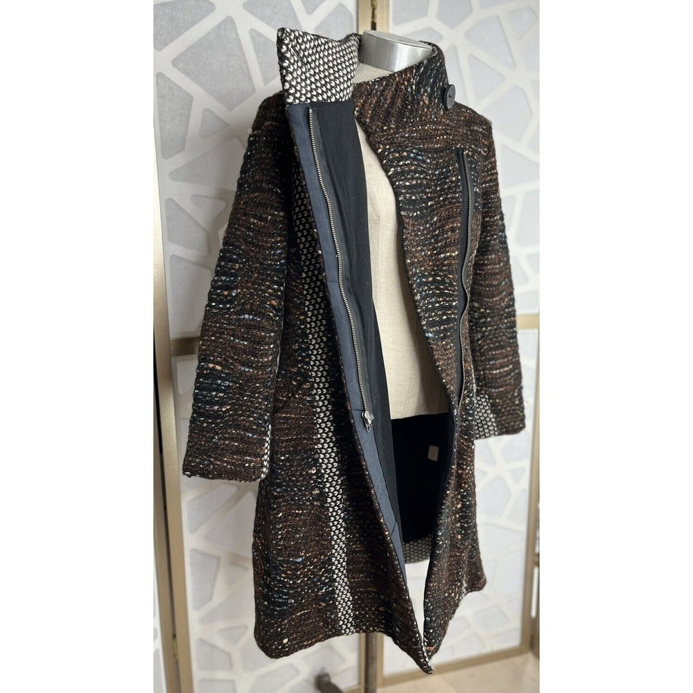 AIMEE G Wool Lagenlook Artsy Boho Knit Jacket M Knee Sweater Coat texturized